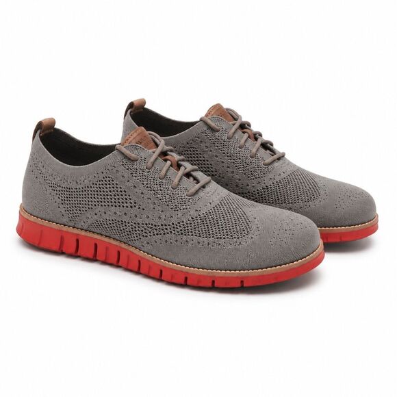 Cole Haan Zerogrand Stitchlite Wingtip Oxford Gray Red Mens 11.5M Comfort Shoes